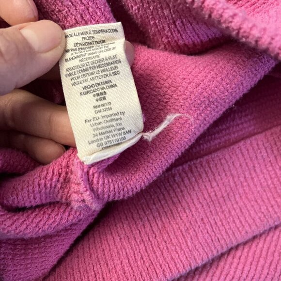 Free People Pink Oversized Pullover Ribbed Mock Neck Bat Wing Sweater Top Size S - Picture 6 of 6